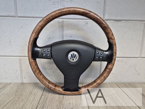 Houten stuur met airbag 3 spaak voor VW Golf 5 Polo Caddy