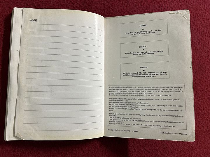 Ferrari 308 GT4 instructieboekje – Foto 8