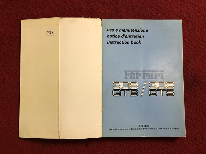 Ferrari 308 GTB / GTS instructieboekje – Foto 2