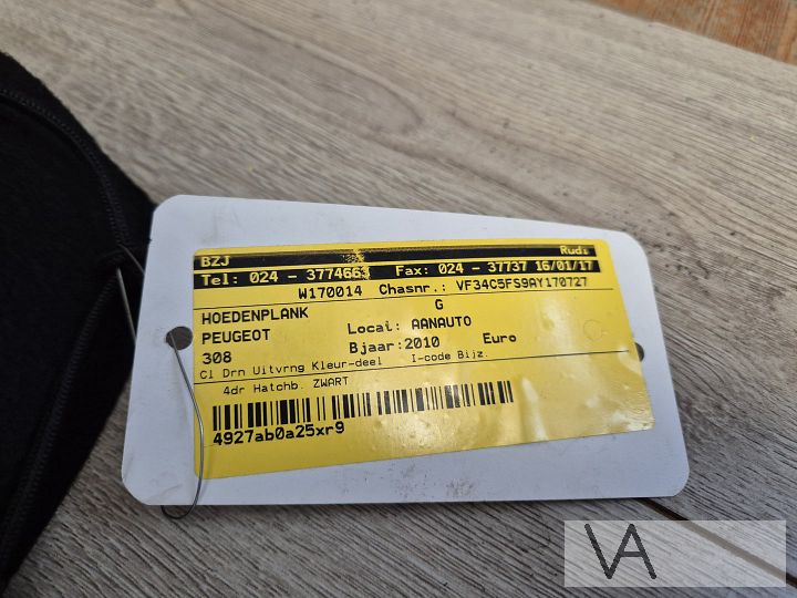 Peugeot 308 2007 - 2012 hoedenplank nette staat zwart €30 – Foto 3