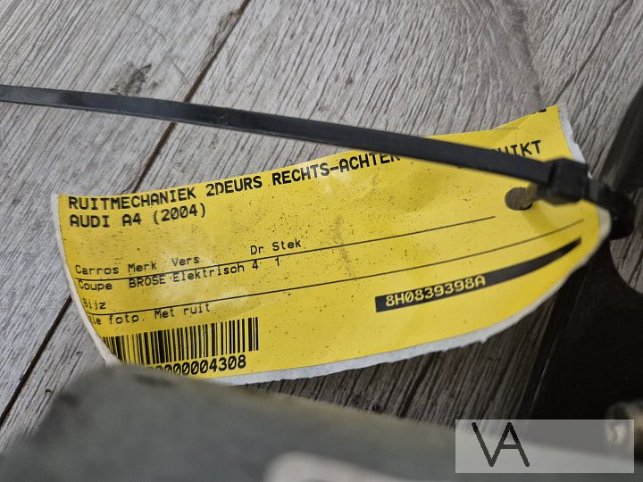 Raammechanisme rechts ACHTER van Audi a4 cabrio 2002 - 2009 – Foto 5