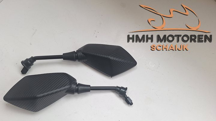 Aftermarket spiegel set M10 aansluiting Kawasaki Z800 Z750 zwart Carbonlook – Foto 2