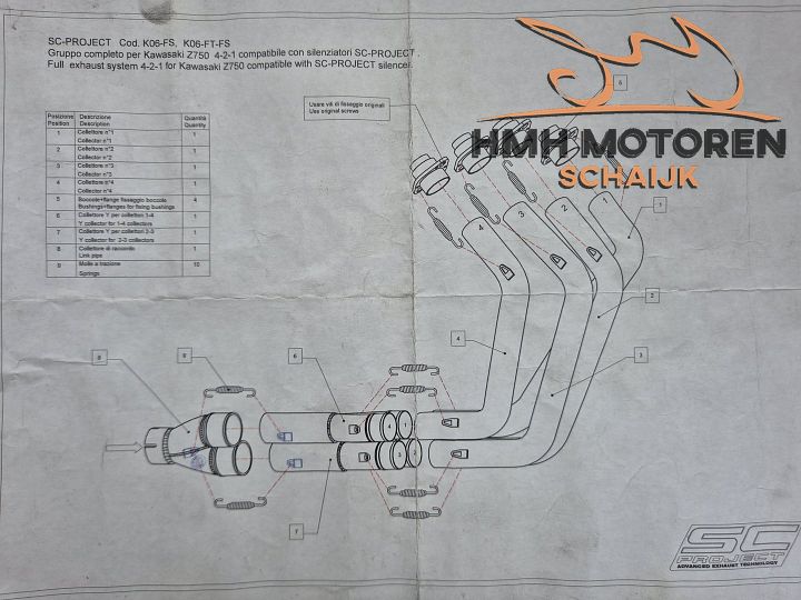 spruitstuk uitlaatbochten sport bochten 4-2-1 SC project Kawasaki Z750 Z750R R – Foto 5
