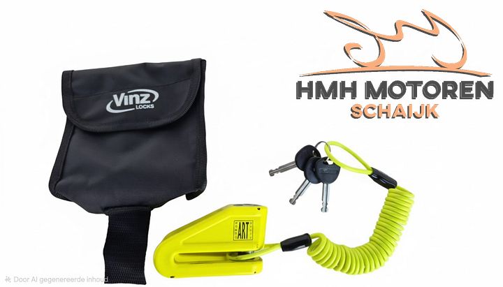 VINZ Baretti Schijfremslot ART4 Fluor geel motor scooter 