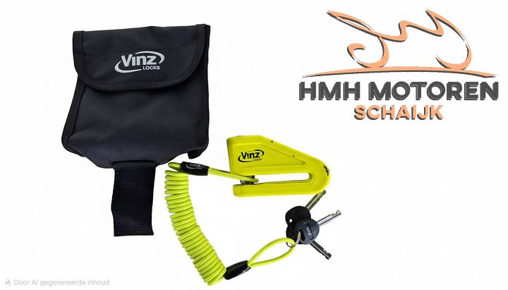 VINZ Baretti Schijfremslot ART4 Fluor geel motor scooter  – Foto 2
