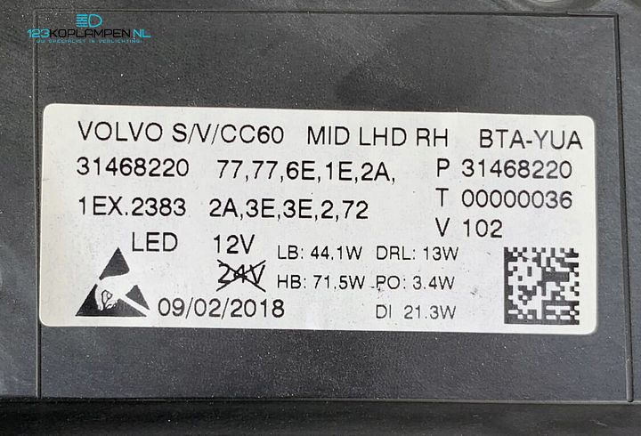 Volvo V60 S60 Full MID Led Koplamp rechts – Foto 6