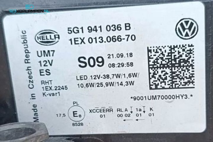 Volkswagen Golf 7.5 Facelift GTE Full LED Koplampen Set 5G1941035B / 5G1941036B – Compleet met modules – Foto 9