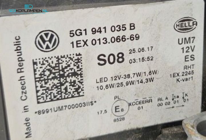 Volkswagen Golf 7.5 Facelift GTE Full LED Koplampen Set 5G1941035B / 5G1941036B – Compleet met modules – Foto 8