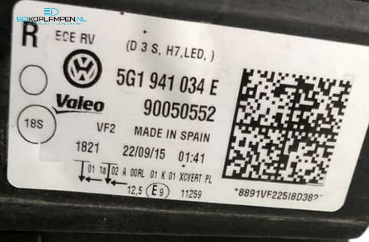 Volkswagen Golf 7 Bi-Xenon LED R R20 Koplamp Rechts 5G1941034E – Foto 7